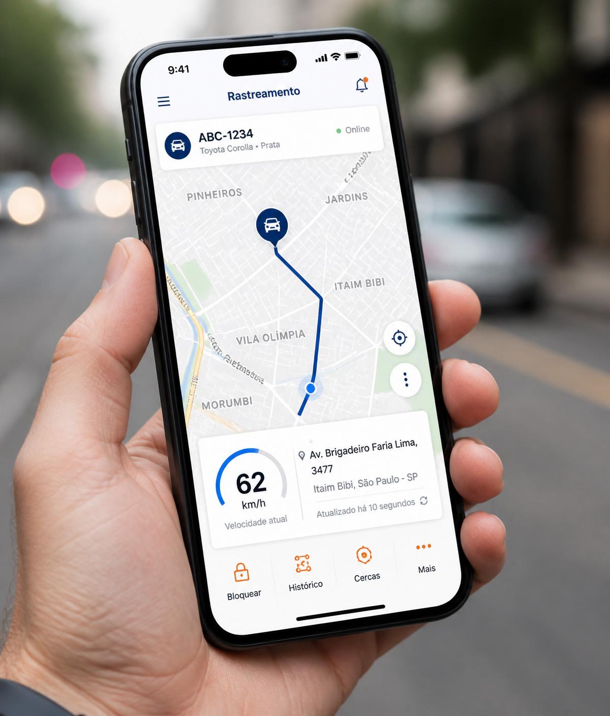 Aplicativo Boltech mostrando localização em tempo real